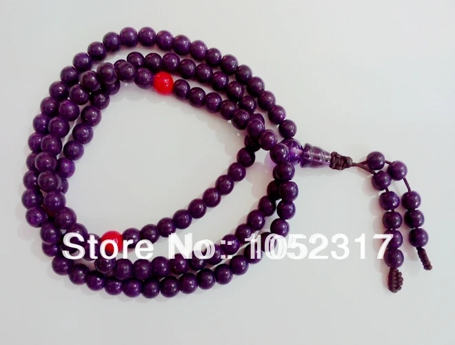 108 браслет из фиолетовых камней|rosary bead bracelet|bead braceletbracelet adjustable |