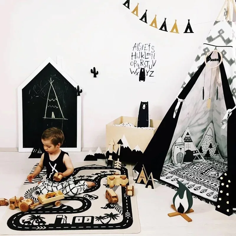 Детский игровой коврик мягкие коврики для ползания машинный трек узор пазлы