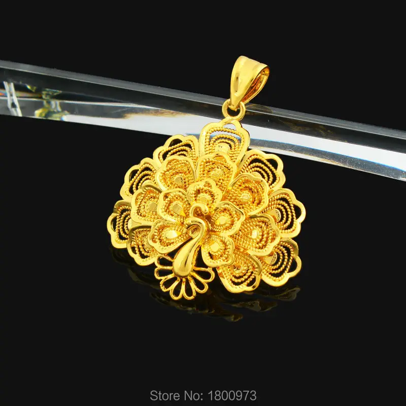 2017 золотые ожерелья в виде павлина и подвески ювелирные изделия золотого цвета