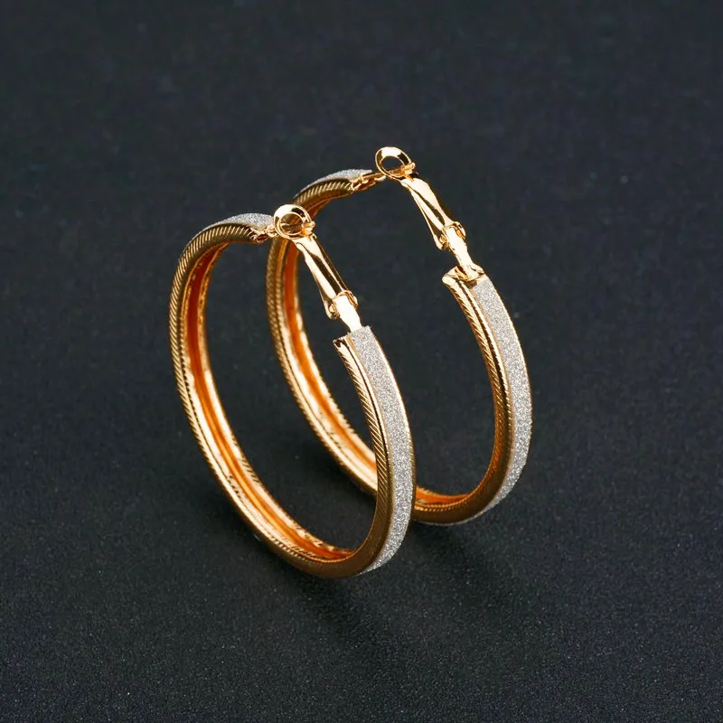 European and American exaggeration geometric large circle earrings metal scrub female fashion accessories | Украшения и