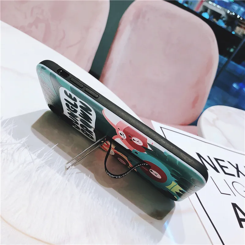 3D Relief Cartoon Bear&amp Bread Superman Phone case For iPhone X 6 6S Puls 7 8 Case Stretch Ring Stand PC Hard Plastic Capa |