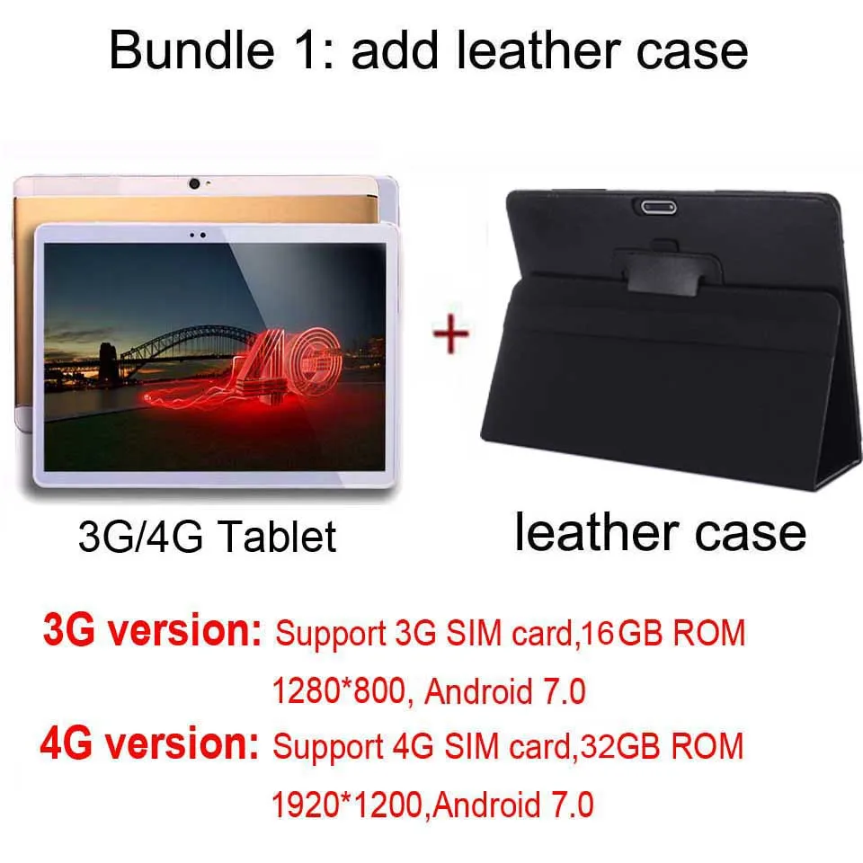 Add leather Case Бренд 10.1 дюймов планшетный ПК Android 7.0 Octa core 4 г Планшеты 1920*1200 HD WI-FI GPS металла планшетный ПК S Bluetooth детей Tablet 10 планшетный компьютер ноутбук планшет 10 дюймов - Комплект: Add leather Case