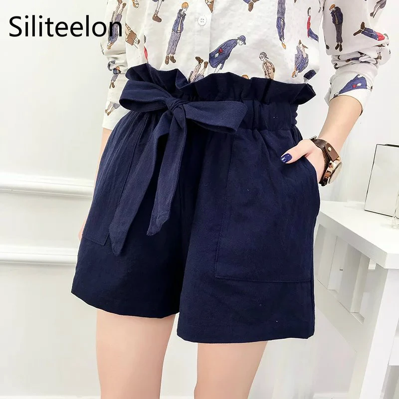 Loose fitting cotton and linen shorts 2018 summer new Korean version leisure lace wide leg free shipping | Женская одежда