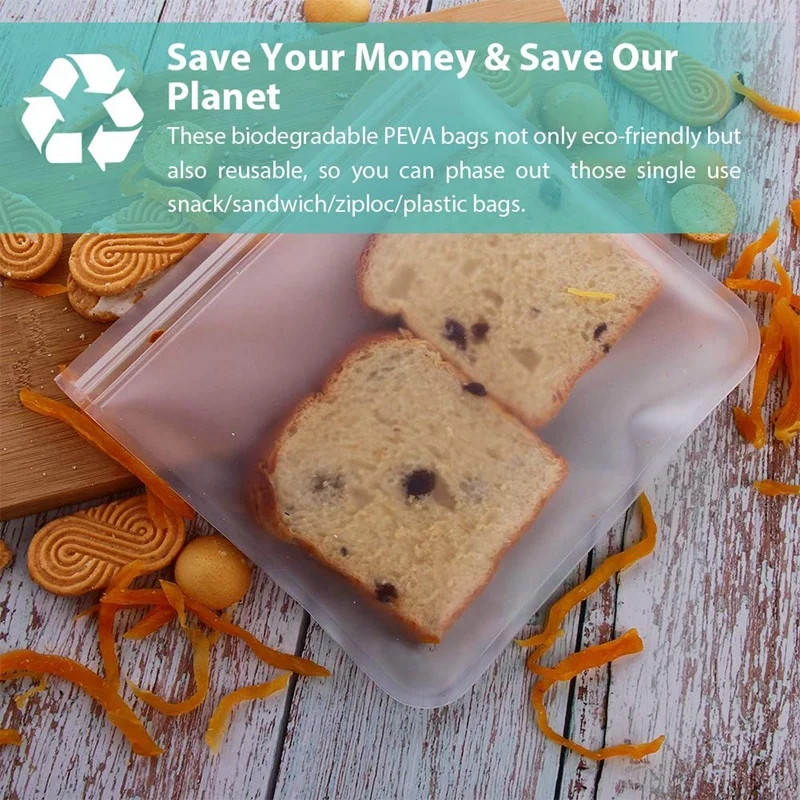 Биоразлагаемые Многоразовые Пакеты для хранения 6 упаковок морозильной камеры (4