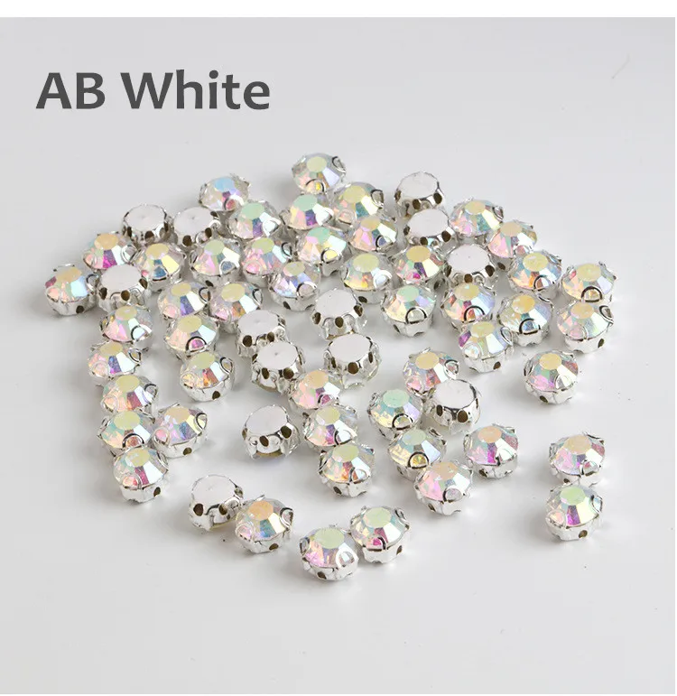 AB White 3D Красочные 4 мм ss16 AAA стекло серебряная основа Стразы прозрачный кристалл AB коготь Стразы DIY шитье на свадебное платье аксессуары - Цвет: AB White