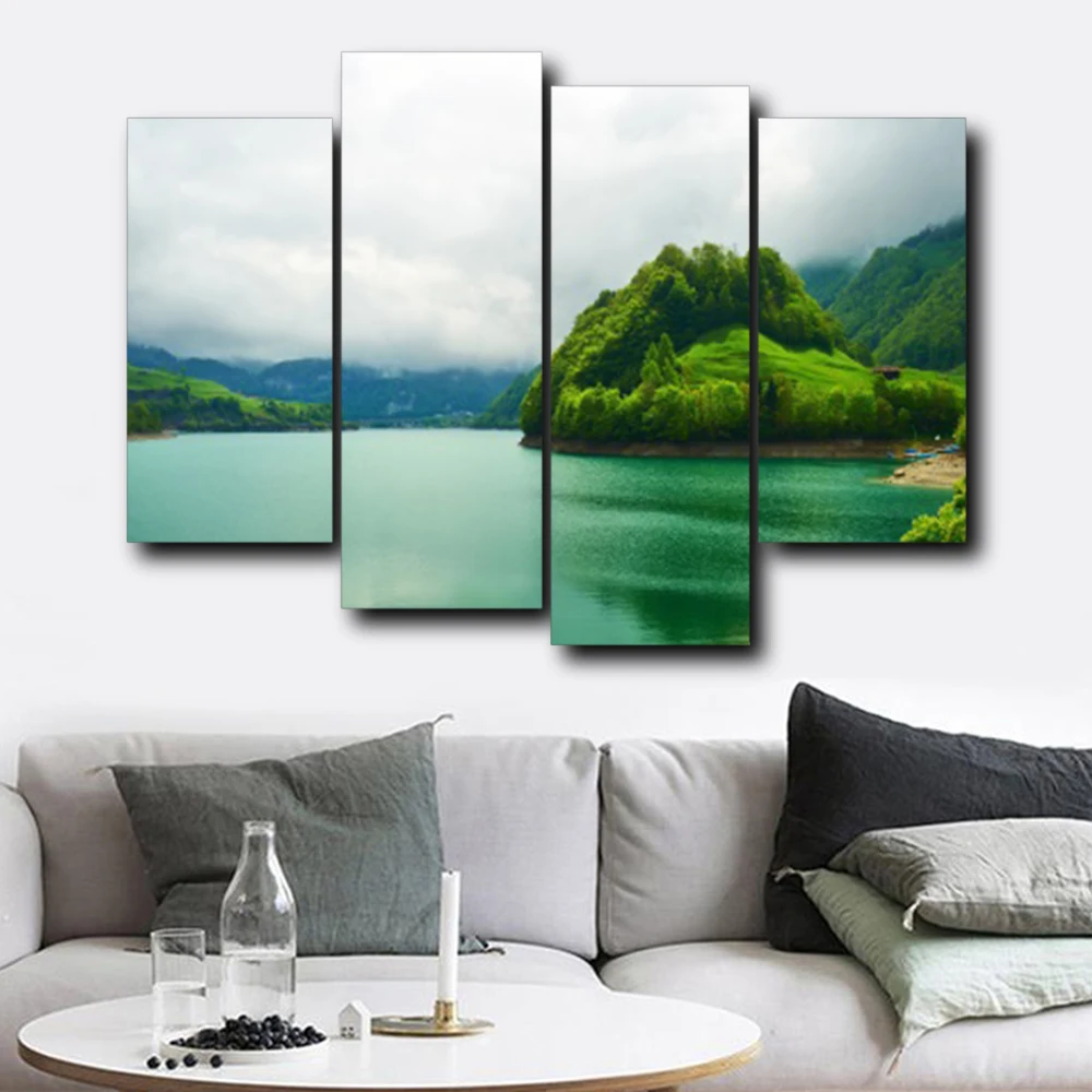 Озеро остров трава дерево холст живопись каллиграфия плакат и Печать Гостиная