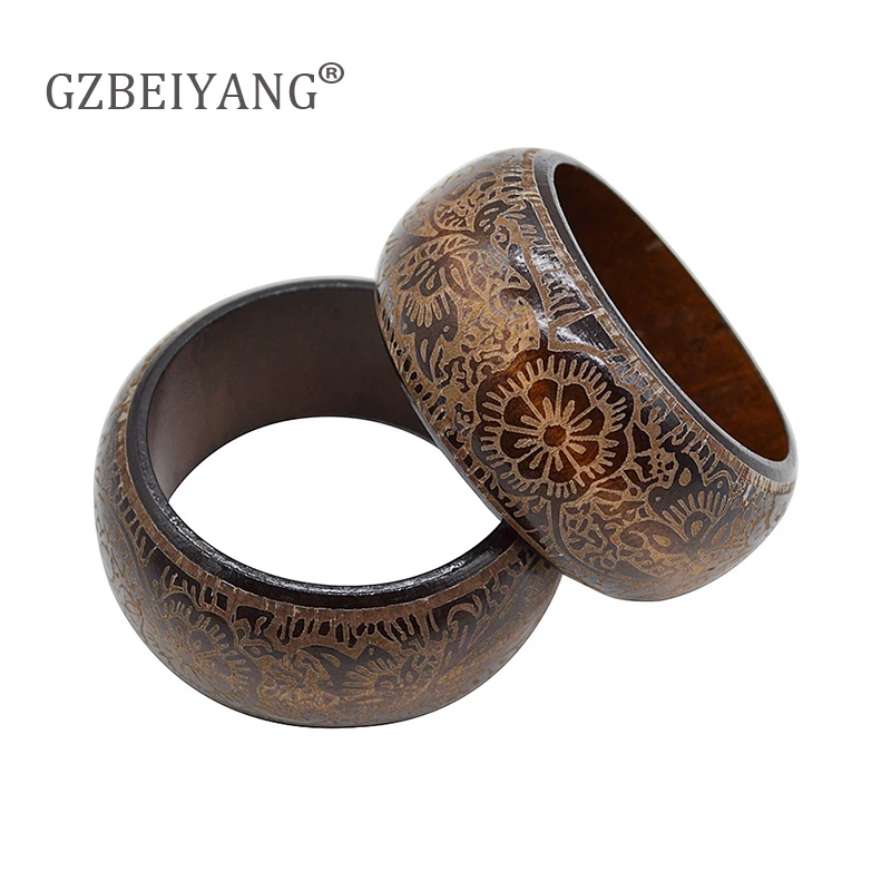 GZBEIYANG винтажный Африканский резной узор Круглый DIY натуральный деревянный