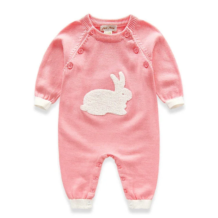 Новинка весенние детские вязаные комбинезоны с милым Кроликом мягкая