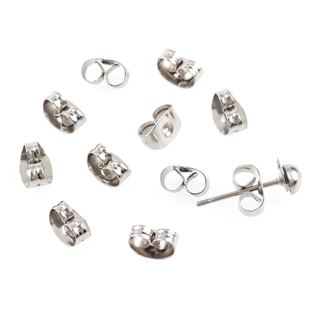 100 шт. серебристые металлические серьги гвоздики 4x6 мм|earring stopper|earring backssilver tone |