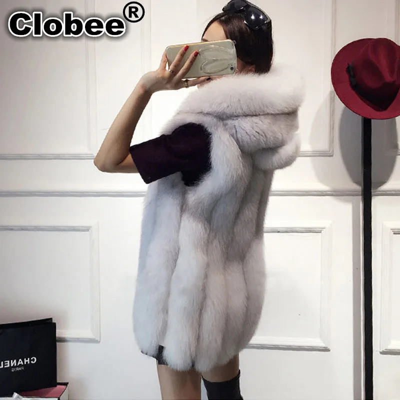 Женский меховой жилет без рукавов Colete Feminino 6XL зимний утепленный из