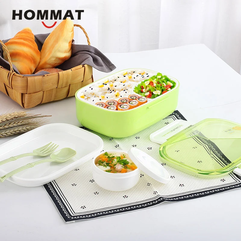2 уровня школьной контейнеры для еды с отсеков Bento Box Еда контейнер окно Lunchbox дети