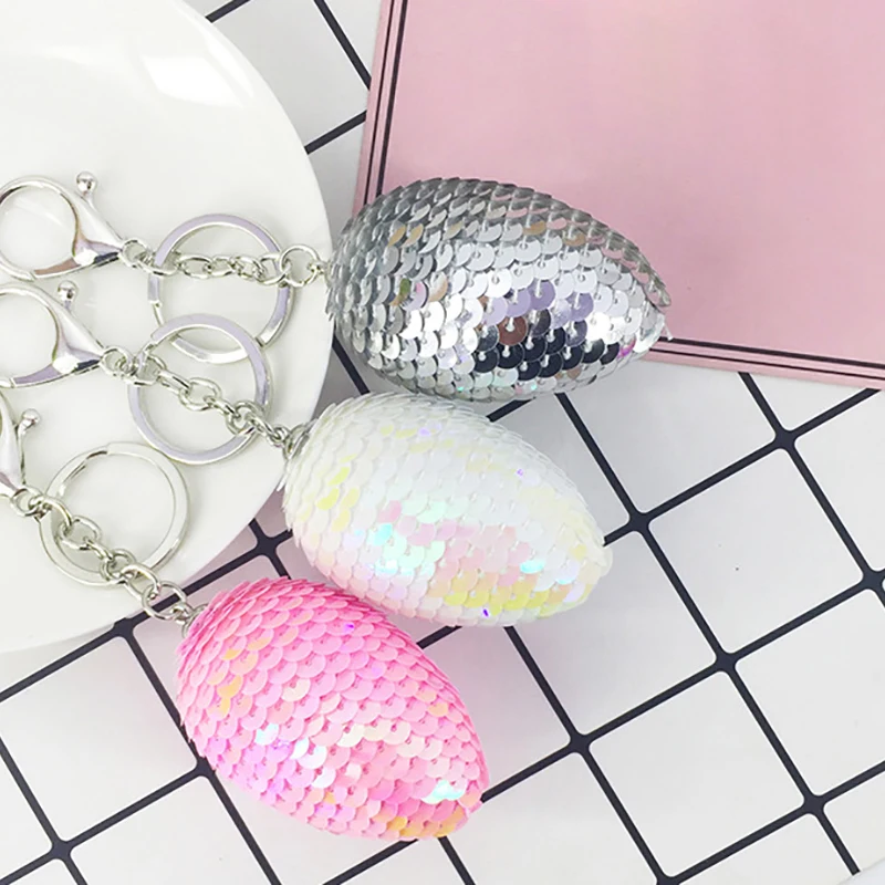 Блестки брелок креативный овальный шар яйцо кулон дамы багаж автомобиля