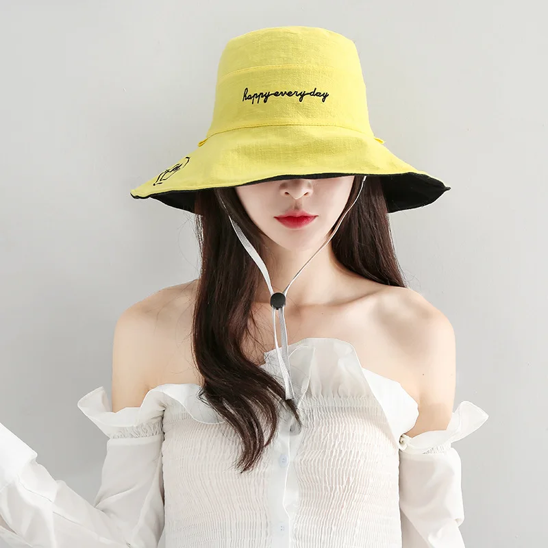 Улыбка лицо шаблон вышивка Складная широкополая шляпа Кепка с покрывалом