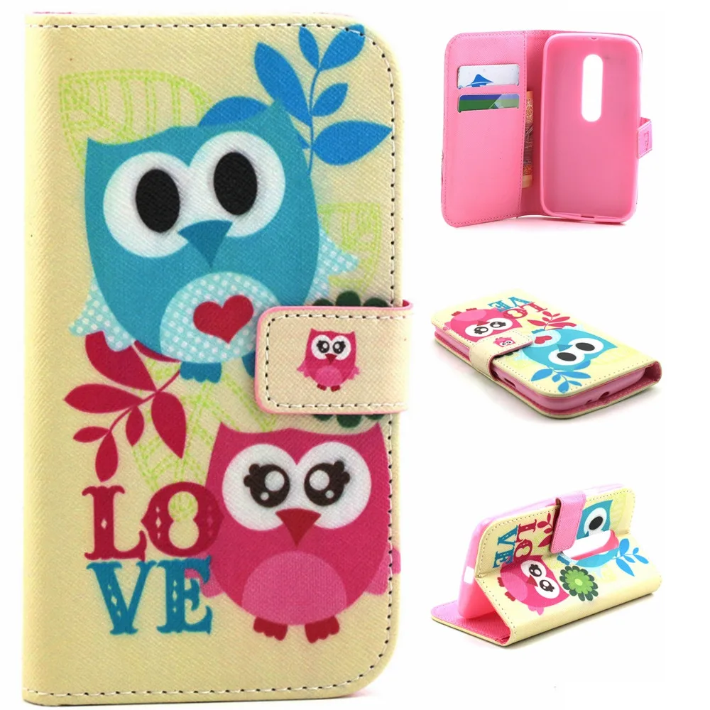 Прекрасный ребенок Совы любовь кожа флип Стенд кошелек визитница чехол для Motorola