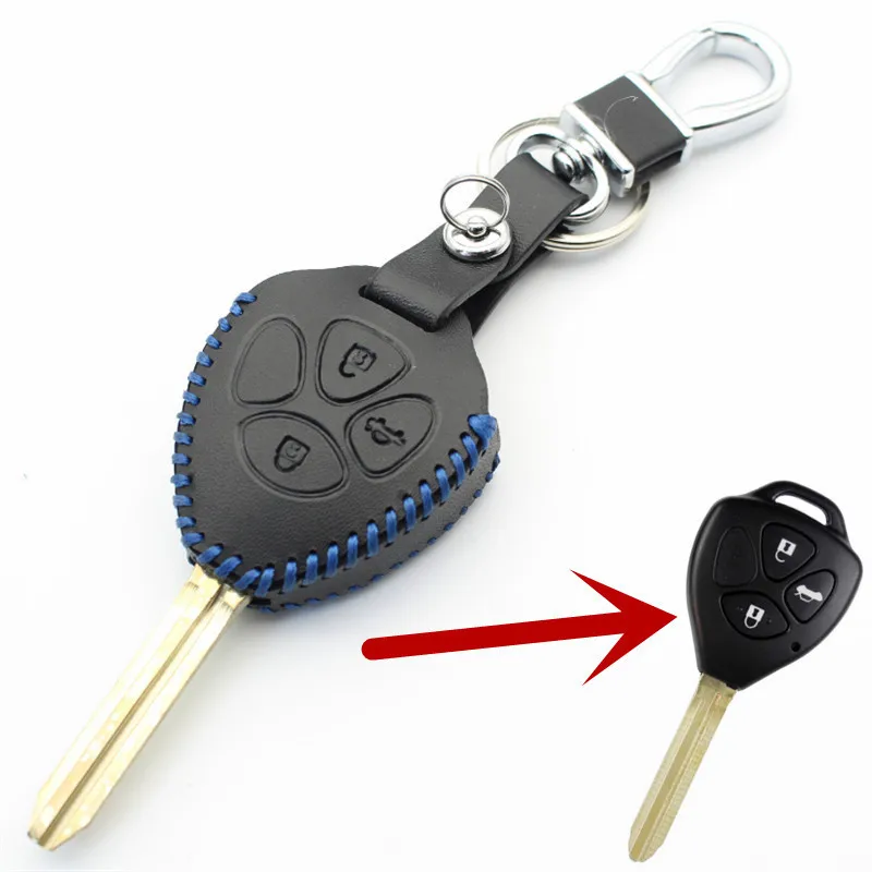 FLYBETTER чехол для ключей с кнопками из натуральной кожи 3 Toyota Prado/Mark/Corolla/Camry/Reiz/Crown