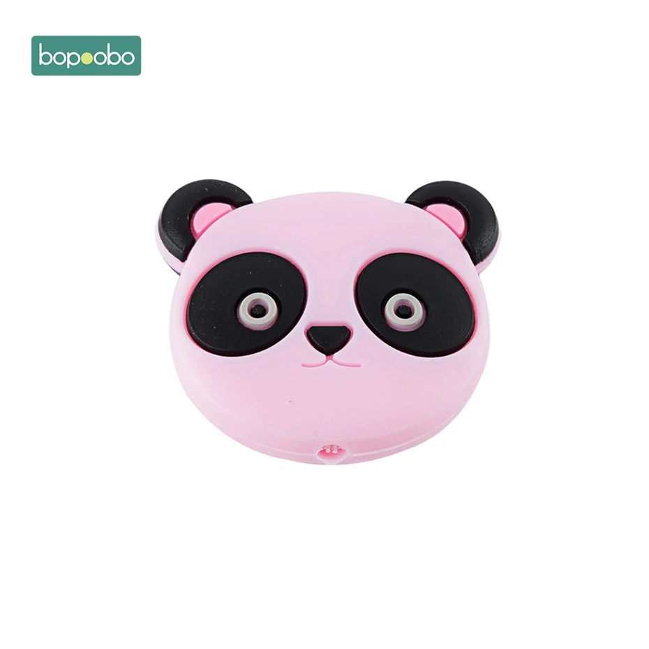 Pink Panda Bopoobo 3 шт. мини силиконовые бусины в виде животных, детский прорезыватель, Силиконовый грызунок «кролик», шарик, миниатюрный стержень для детей, силиконовый прорезыватель, ожерелье - Цвет: Pink Panda