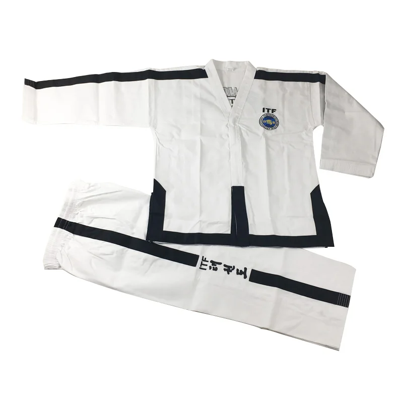 SINOBUDO Taekwondo White Embroidery Standard ITF Uniform For Instructor Master Uniforms Men Suit |