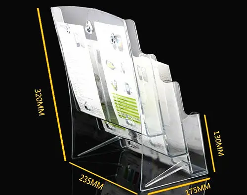 

Clear Six A6 Pockets Plastic Acrylic Brochure Literature Pamphlet Display Holder Racks Stand To Insert Leaflet 20pcs