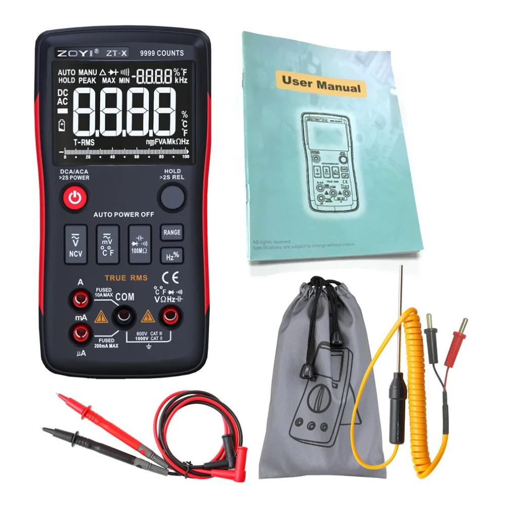ZT-X Цифровой мультиметр автоматический диапазон True RMS AC/DC Вольт Ампер Ом Емкость