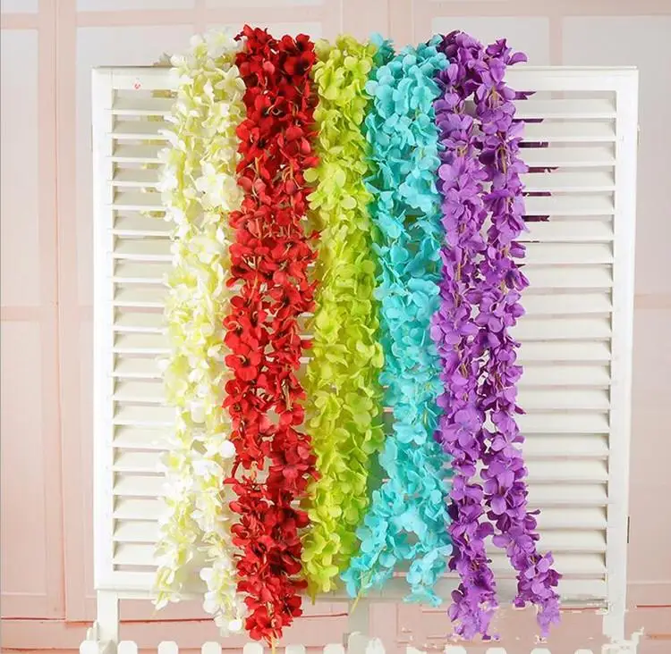 

80"(200cm) Super Long Artificial Silk Flower Hydrangea Wisteria Garland For Garden Home Wedding Decoration Supplies 6 Colors Ava