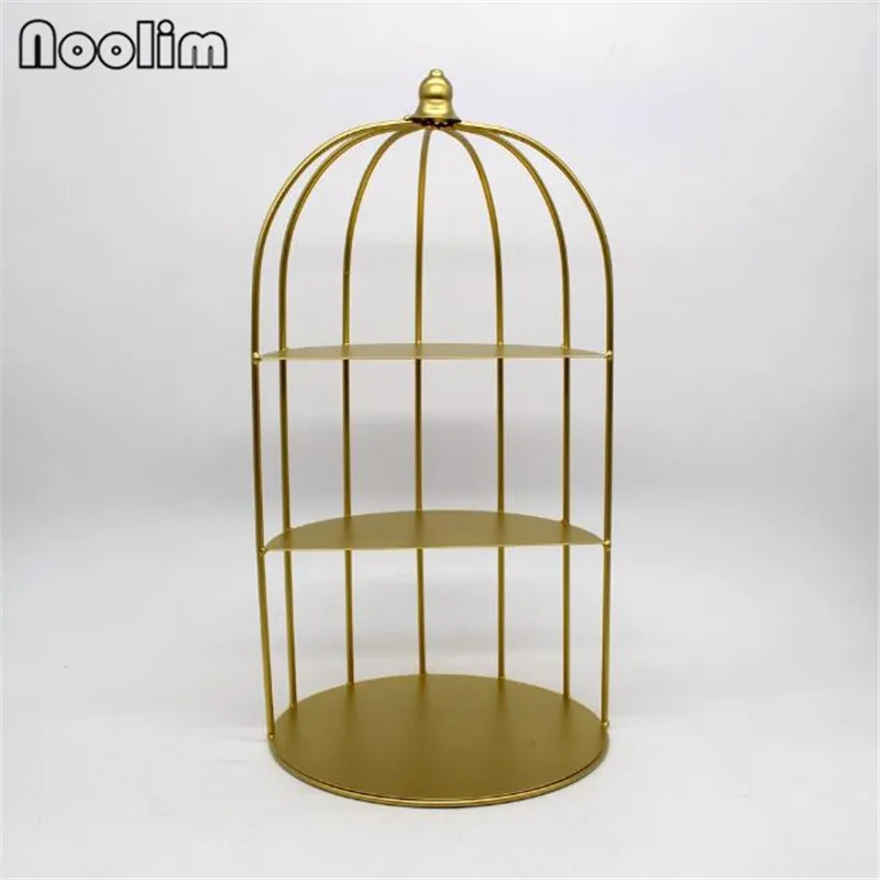 Gold Железная птичья клетка подставка для десерта Свадебный десерт Украшение стола торт стенд послеобеденный Чай стойка для закуски многослойная Дисплей стенд - Цвет: Gold