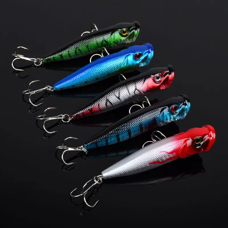 Лот 5 шт Пластиковые Поппер рыболовные приманки басы карбоновые Крючки для