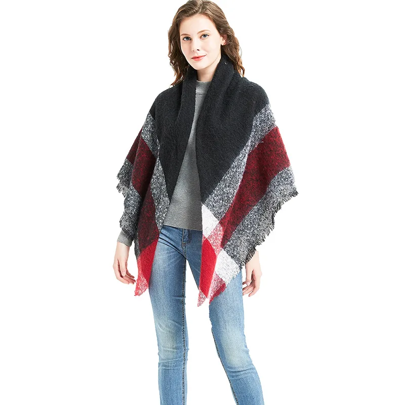 2018 Европа и Америка осень зима новый круг песок большой решетки квадратный шарф