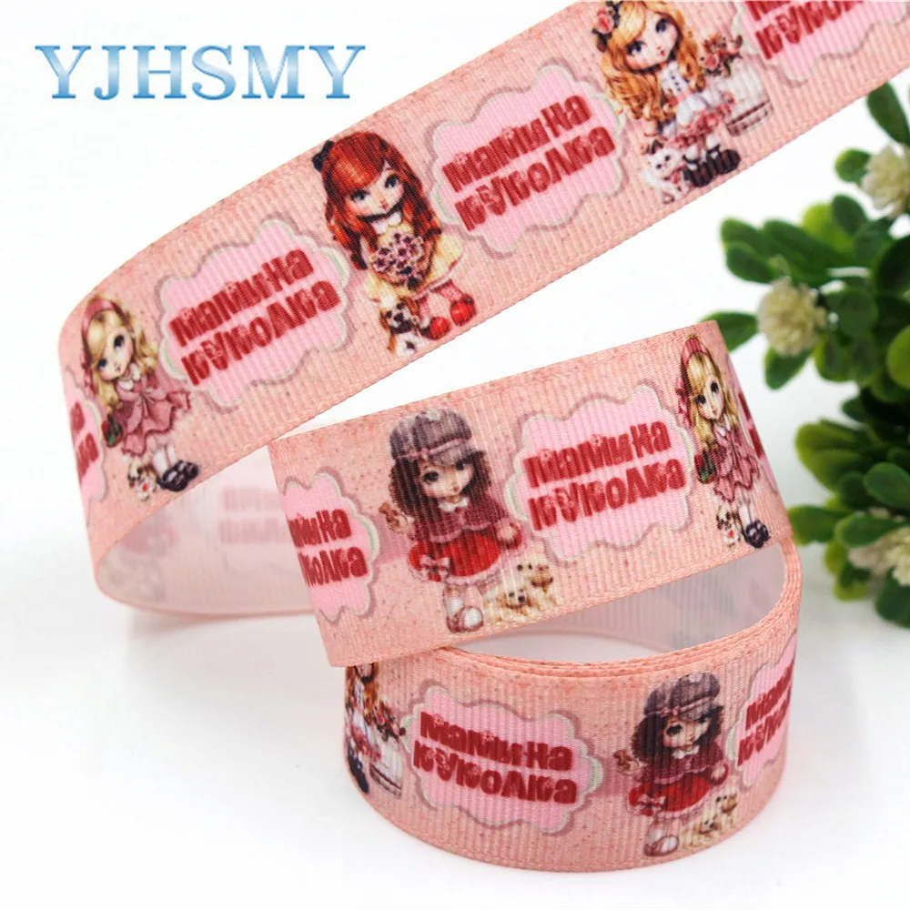 YJHSMY G-18616-494 1 &quot(25 мм) 10 ярдов мультфильм тепловой передачи печатных grosgrain ленты Лук