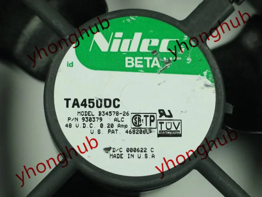 Nidec TA450DC B34578 26 ALC 930379 постоянного тока 48В 0.20A 120x120x38 мм Сервер вентилятор