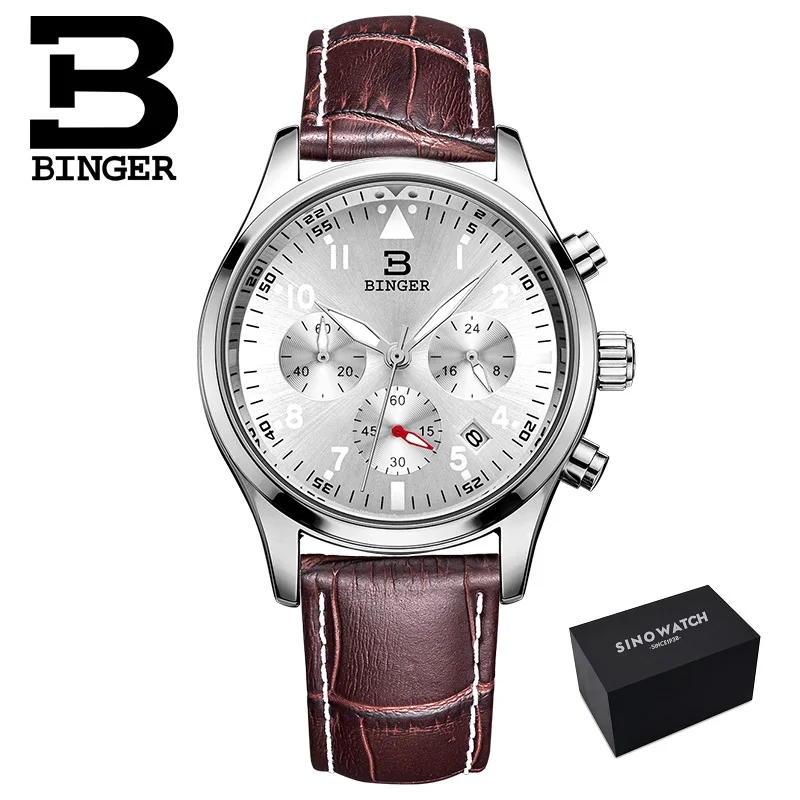 12LCW PLUS-Original Швейцарские BINGER мужские часы люксовый бренд Кварцевые водонепроницаемые полностью из нержавеющей стали хронограф секундомер наручные часы B9202-2 - Цвет: 12LCW PLUS-Original