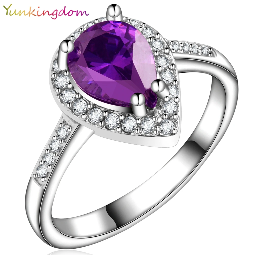 Женское кольцо Yunkingdom белое золотое в форме капли воды элегантные свадебные