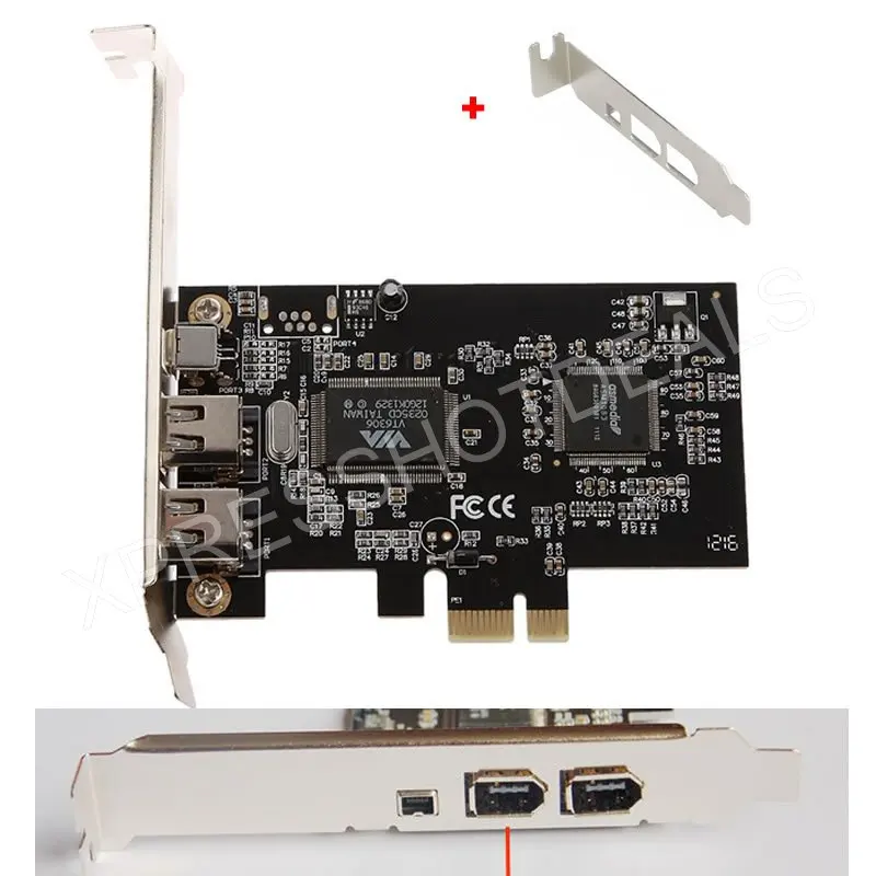 Плата контроллера PCI E Express FireWire 1394a IEEE1394 с низкопрофильным кронштейном|firewire 1394a|low