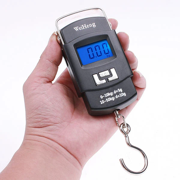 

50kg*10g Mini balance Digital Scale Hanging Luggage Fishing Weighing Scale Fine Weighing Balance LCD Display with Blue Llight