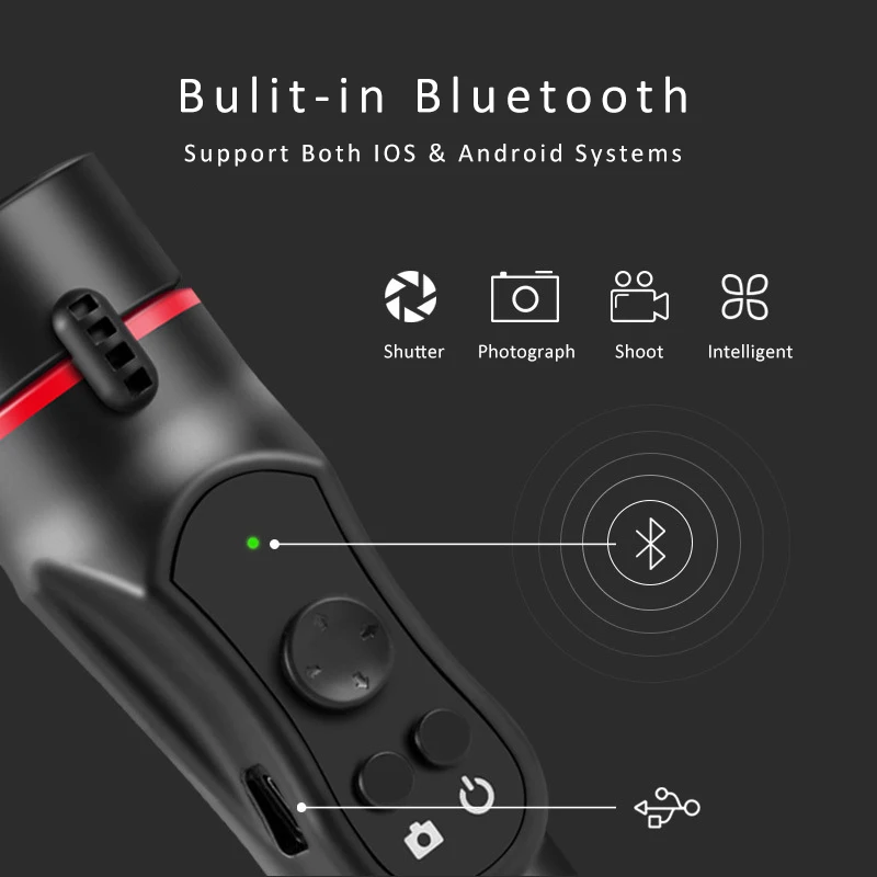 H2 3 Axis смартфон ручной шарнирный стабилизатор для камеры штатив стедикам экшн Gopro