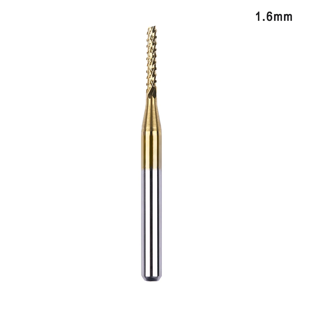 1.6mm 1 шт. полезный 0,8 мм-3,175 мм с титановым покрытием Карбид фрезы гравировальный резец для подрезки кромок ЧПУ фрезы Концевая фреза для печатной платы - Длина режущей кромки: 1.6mm