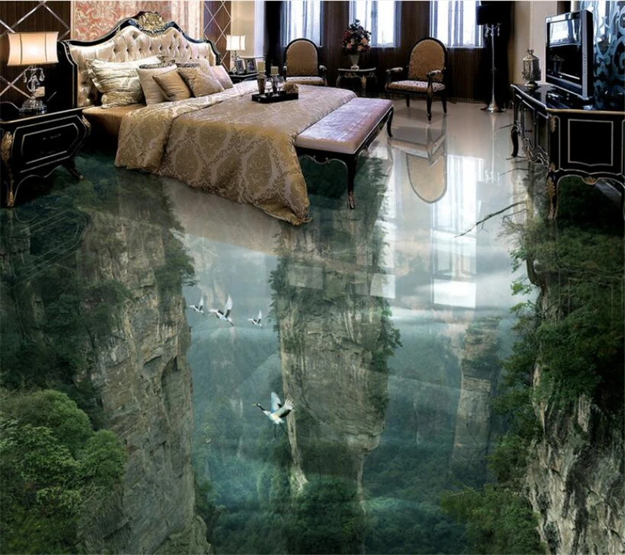 3D напольная плитка Beibehang с изображением скал чудес на заказ для гостиной ванной