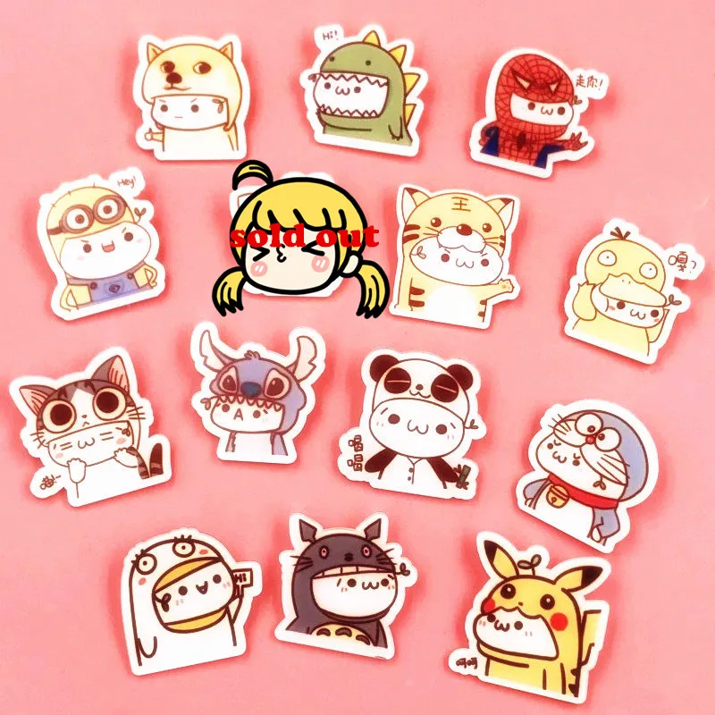 1 шт. акриловая брошь с изображением собаки кошки Человека паука Пикачу значки