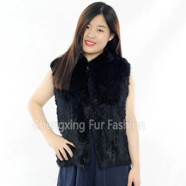 Женская зимняя вязаная жилетка из натурального кроличьего меха|vest waistcoat|fur