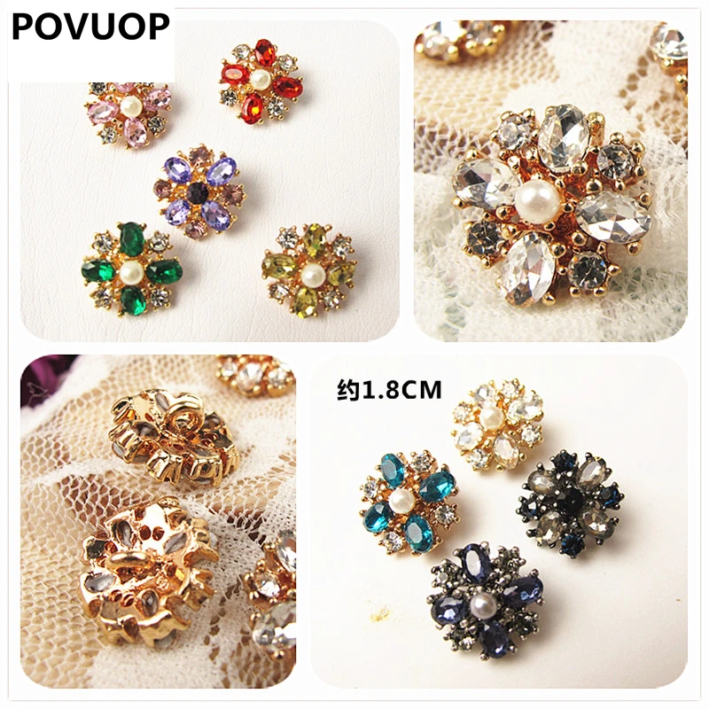 Пуговицы POVUOP металлические пуговицы с разноцветными кристаллами для одежды
