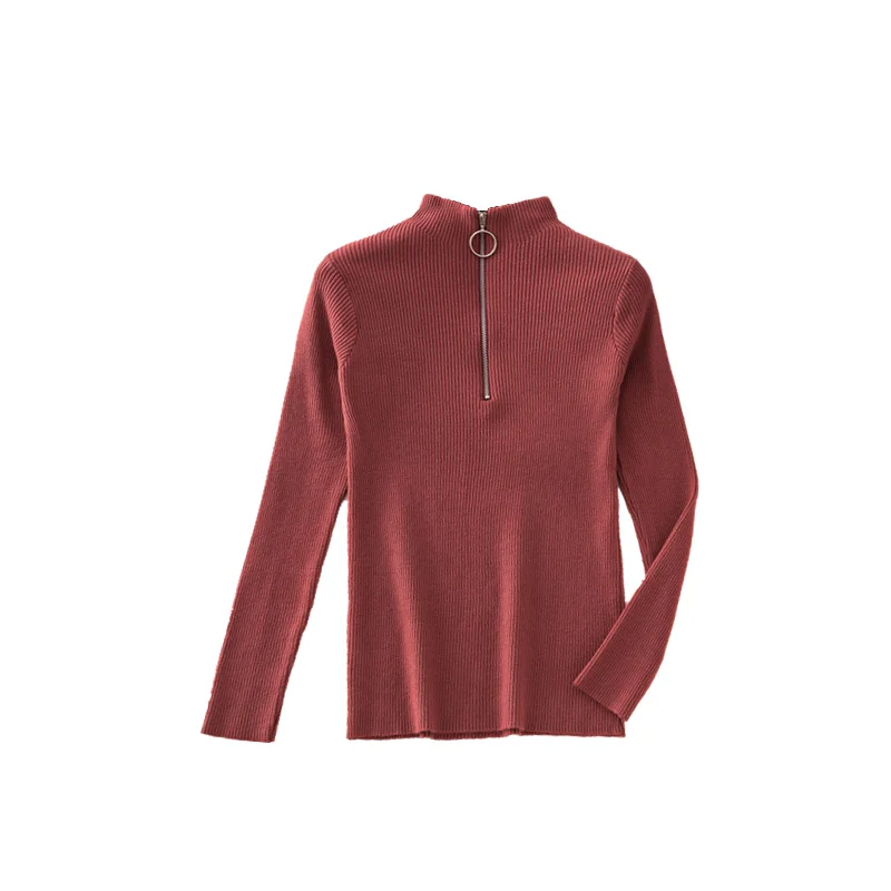 Zipper Sweater Women Turtleneck Solid spring autumn female Knitted sweater Pullovers long Sleeve chic Soft Jumper top | Женская одежда