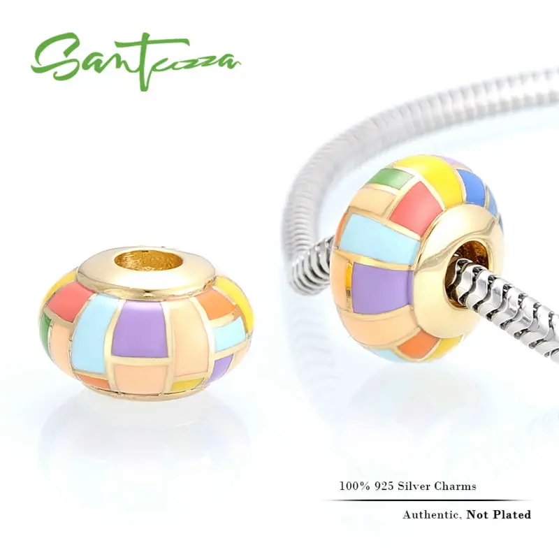 Серебряная эмалированная подвеска красочные бусины шарм подходит для браслета