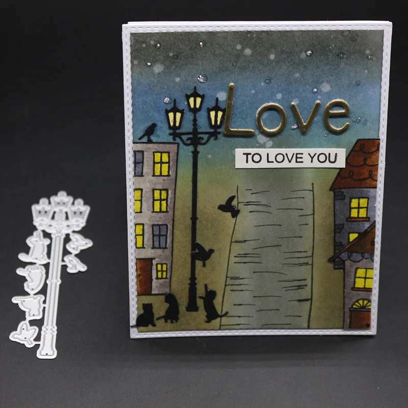 Ufurty Street Light Stitched Metal Cutting Dies New 2018 Craft Christmas Scrapbooking for DIY Greeting Card Making Cut | Дом и сад