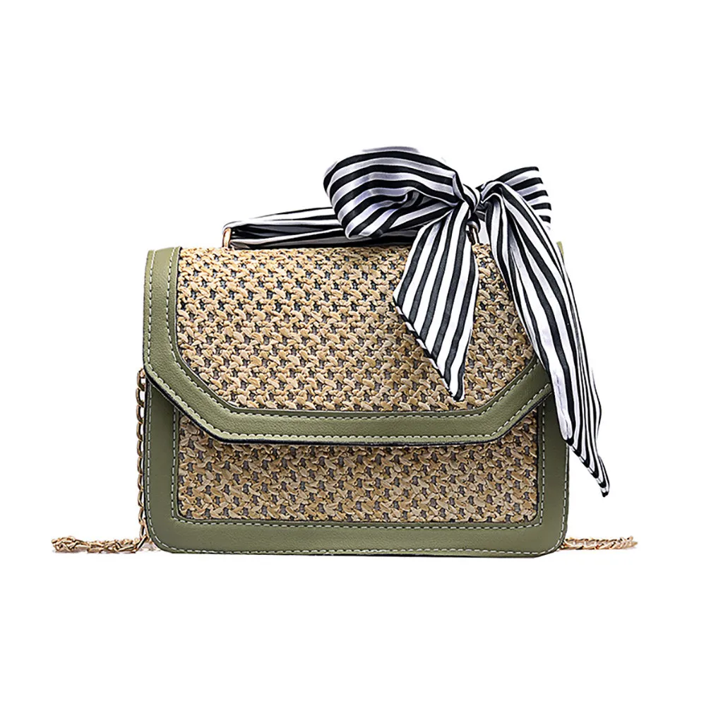 Женские сумки через плечо Соломенная пляжная сумка с цепочкой маленькая