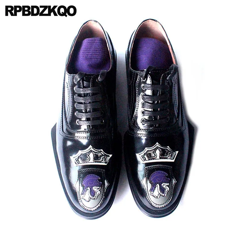 Luxury European Printed Runway Genuine Leather Black Rubber Oxfords Real Club Italian Mens Shoes Brands Italy Party Plus Size | Обувь