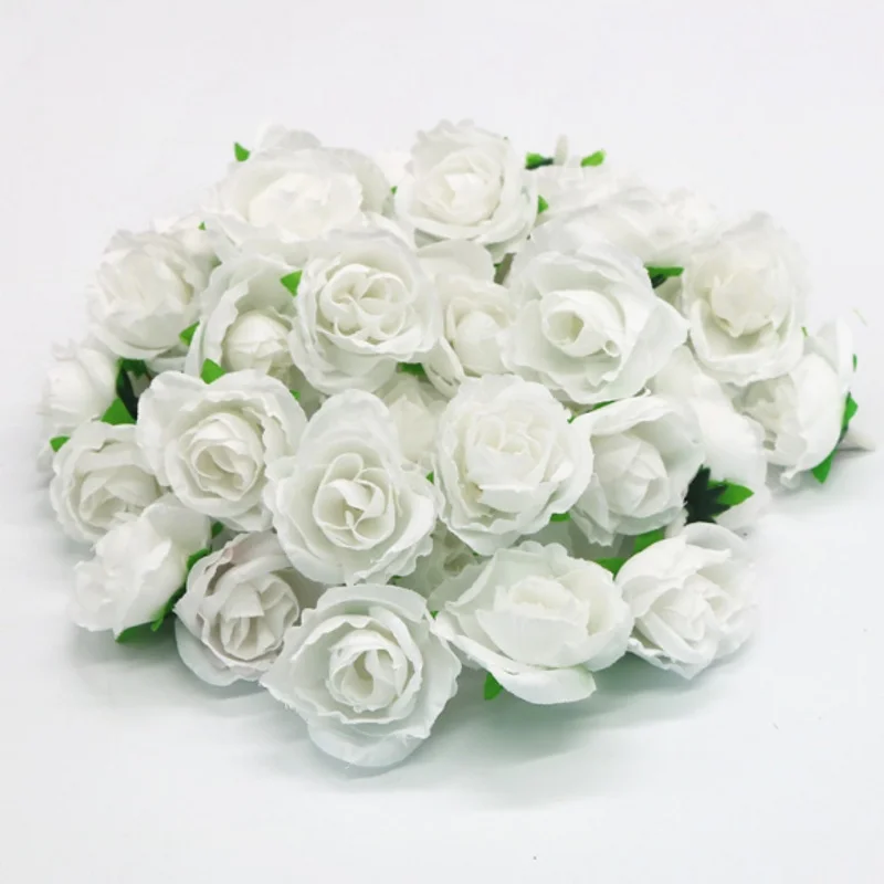 50pcs 3cm Artificial Flowers Silk Flower Roses Small Tea Bud Flowers Hand Made Diy Head Garlands For Wedding Home Decoration