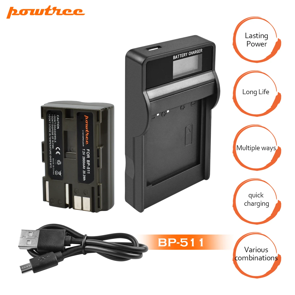 1 пакеты 2800 запасная батарея AKKU для телефона, мАч BP-511 BP 511 BP511 BP511A Батарея+ ЖК-дисплей USB Зарядное устройство для цифровой однообъективной зеркальной камеры Canon EOS 40D 300D 5D 20D 30D 50D G6 G5 G3 G2 G1 L50