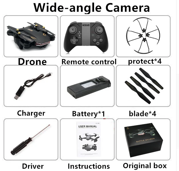 Wide-angle 200W 1B Visuo XS809S мини складной селфи RC Дрон Wifi FPV камера 20 минут полета RC Квадрокоптер XS809HW обновленная версия - Цвет: Wide-angle 200W 1B