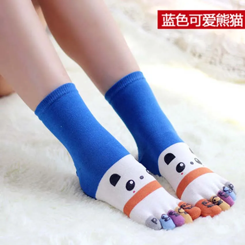 Новинка женские носки хлопок пять носок с пальцами Милая панда лицо для девочек