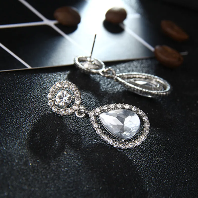 Женские длинные серьги капельки e0252 в классическом стиле|weddings earings fashion jewelry|crystal