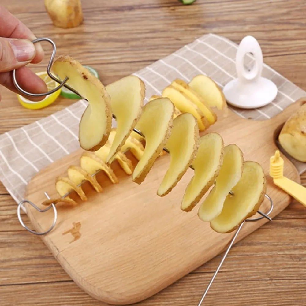 Торнадо картофеля slicer спиральная нарезка нож струнная ручная дробилка